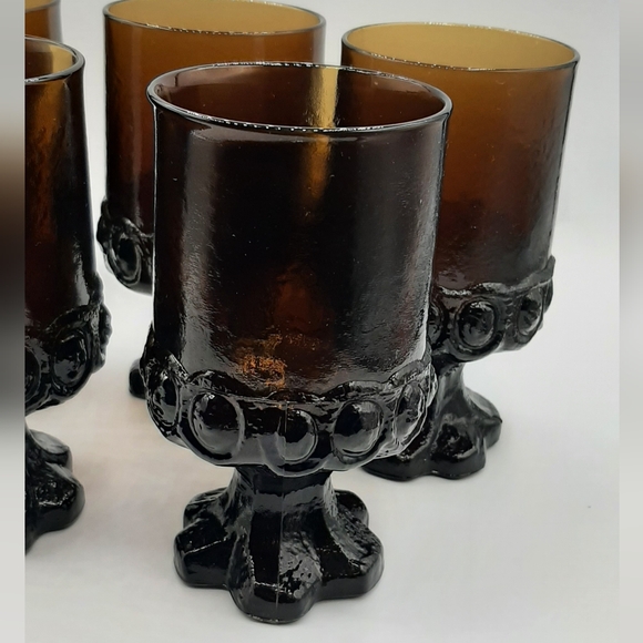 5 Tiffin Franciscan Madeira Smoke Brown Water Goblets Vintage Stemware Glasses - Picture 3 of 7